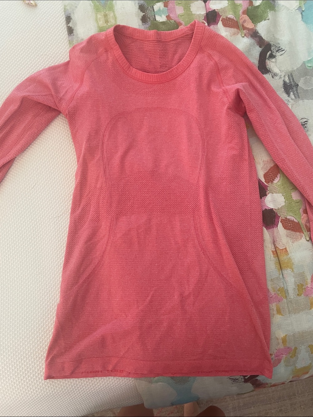 lululemon athletica Coral Pink Long Sleeve Crew Top